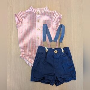 Cat & Jack Red and White Striped Baby Outfit